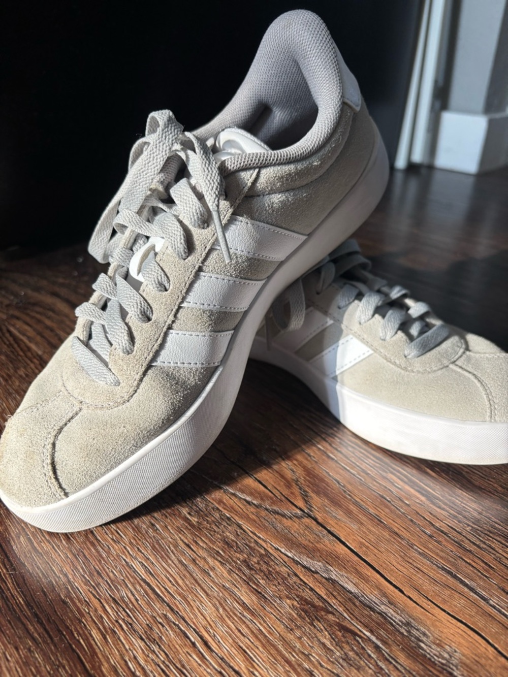 adidas Suede Sneakers in Light Grey and White